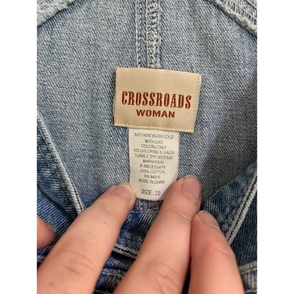 Crossroads Blue Jean Short Overalls Light Wash 20 - Picture 3 of 6